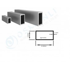 Alüminyum Kutu Profil 20mm X 100mm Et Kalınlık 1mm